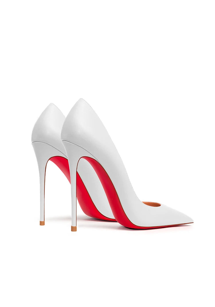 Nuevos Zapatos de Tacón Alto Puntiagudos de Boca Poco Profunda con Tacones Finos, Zapatos Individuales Blancos Mate de Moda para el Trabajo, Suela Blanda, Talla Única