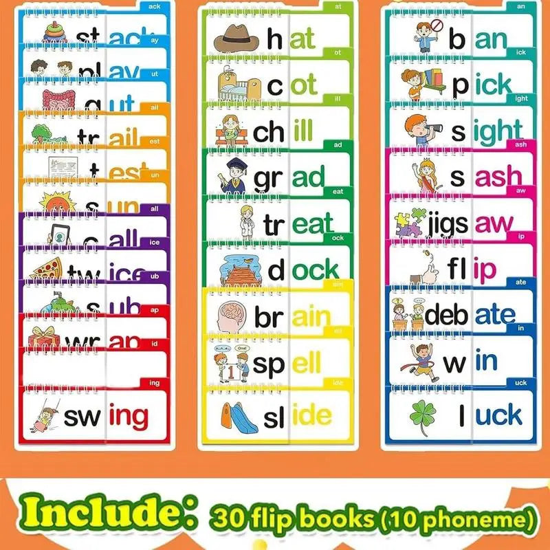 Nuevo libro de lectura, 30 libros de lectura y rima, libros de construcción familiares de palabras, tarjetas Flash, tarjetas de vocabulario, lectura educativa