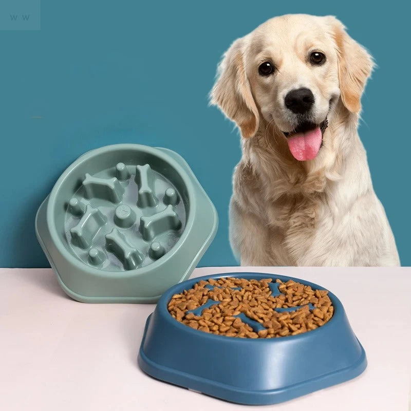 Cuenco de comida lenta para mascotas, alimentador antiasfixia, plato de plástico PP, plato para comer para perros en casa, suministros de alimentación antiolpes