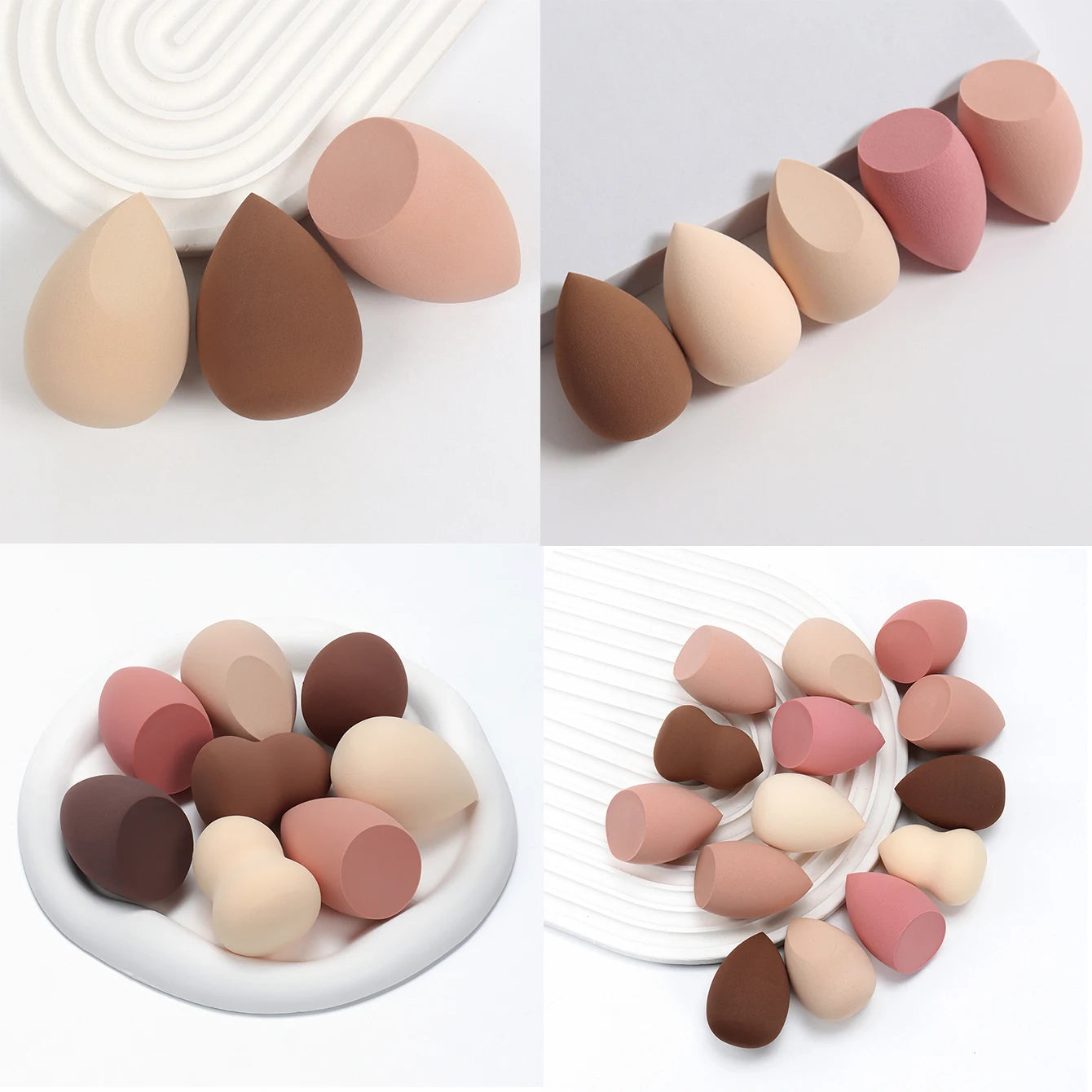 Esponja de maquillaje de leche y café de 3/8/12/16/24/32/48 piezas, adecuada para aplicar maquillaje y fijar el maquillaje, adecuada para todo tipo de piel