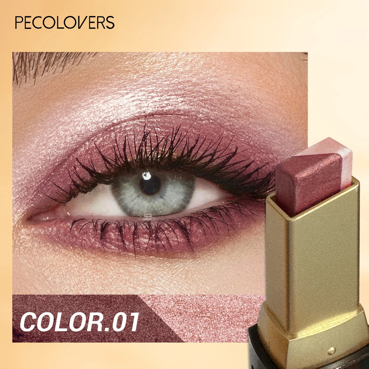 Barra de sombra de ojos de doble color, color de ojos mezclable para maquillaje diario, marrón y rosa, producto cosmético para maquillaje de ojos, 1 ud.