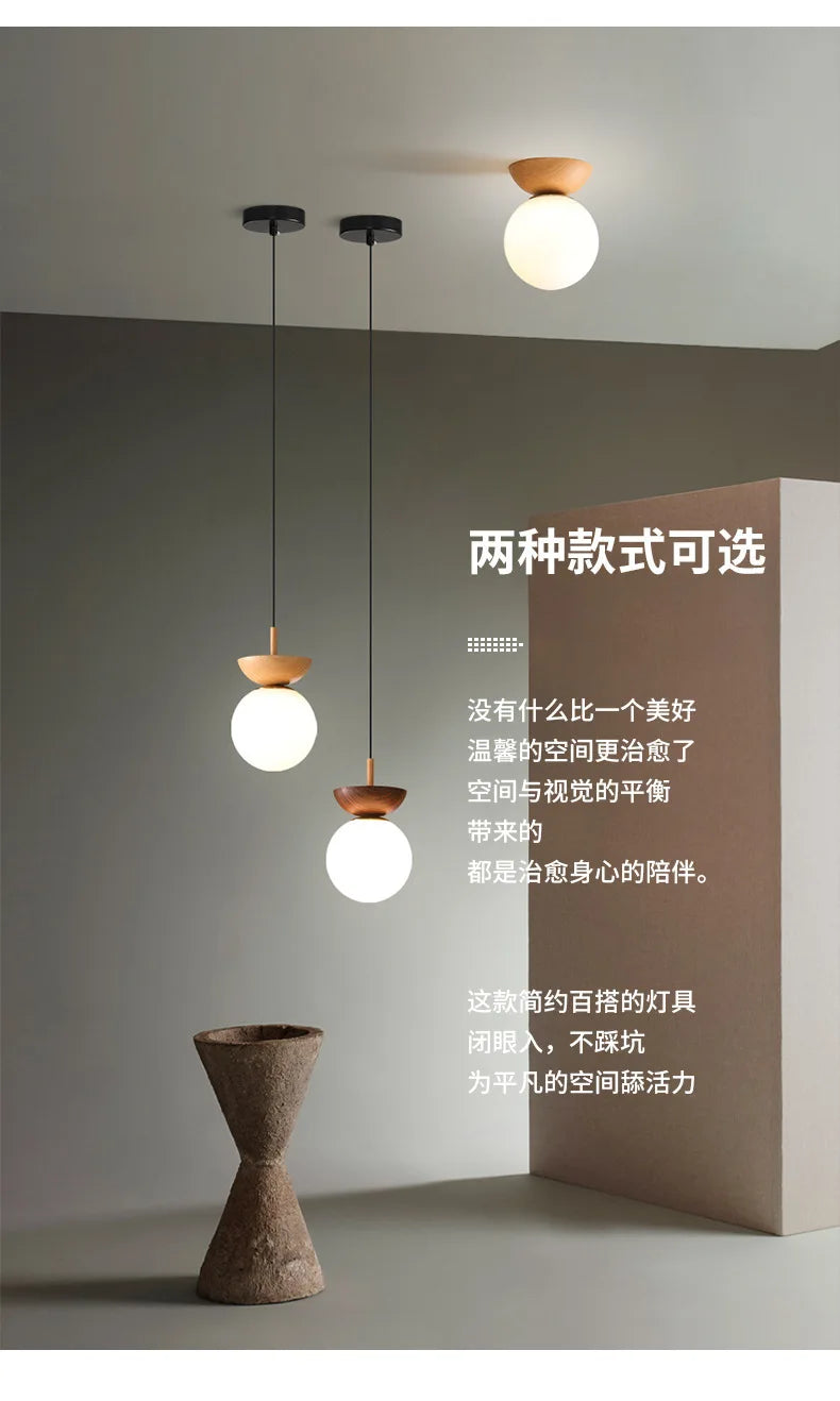 Lámparas para sala de estar, luz Led de techo para puerta de entrada japonesa, pasillo de aire, balcón nórdico, bola redonda