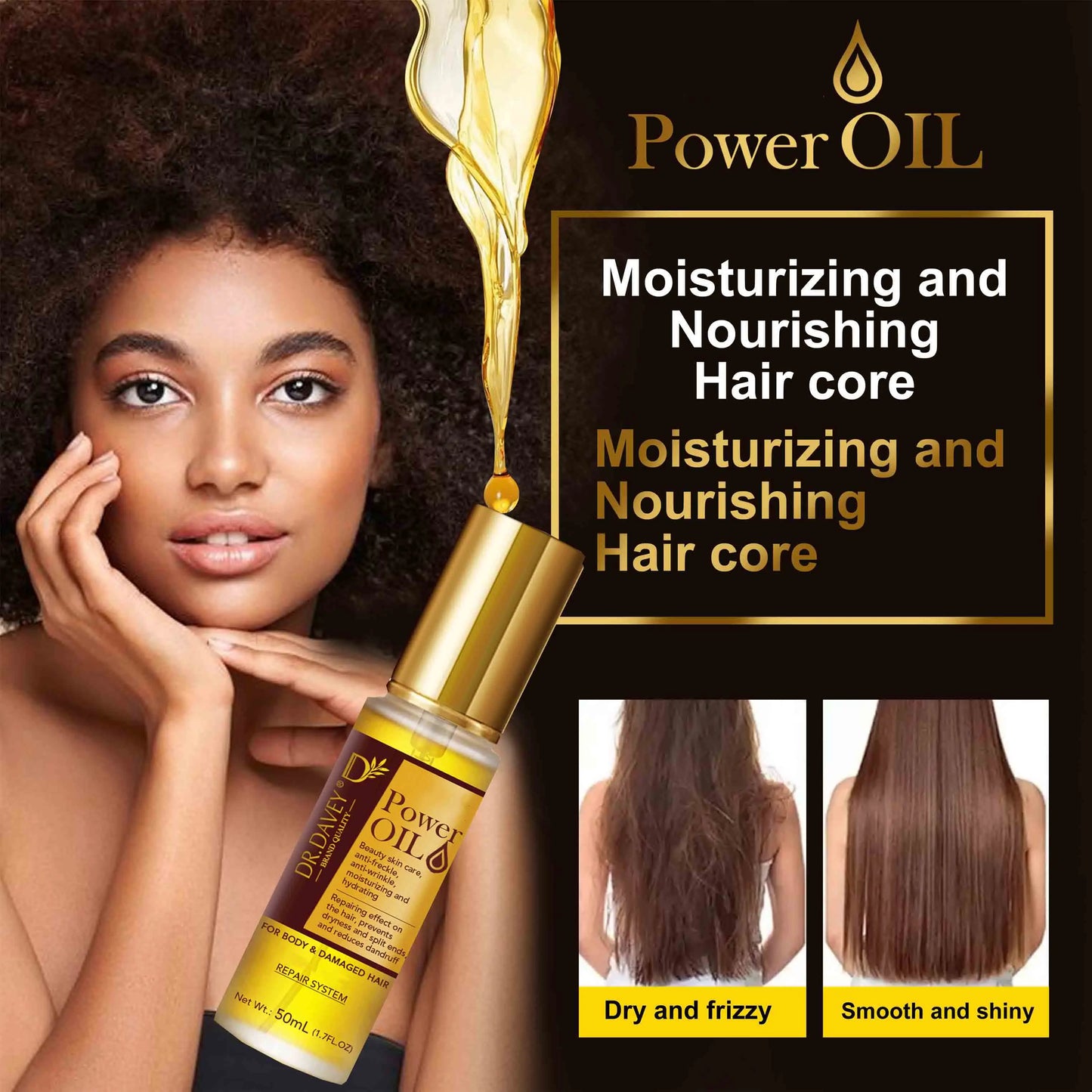 Mascarilla para el cabello de 50ml, aceite potente y 220ml, previene la sequedad, repara el daño, Frizz, enredos, 5 segundos, cuidado suave y suave