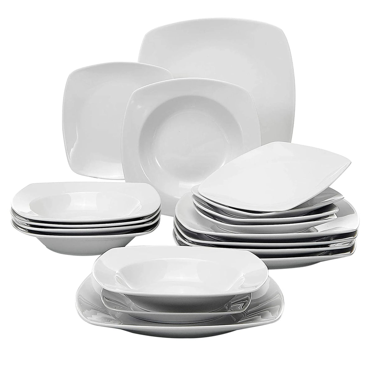 MALACASA-vajilla de porcelana de cerámica JULIA Classic, juego de 18 piezas con 6 platos de cena, sopa, postre, servicio de vajilla para 6