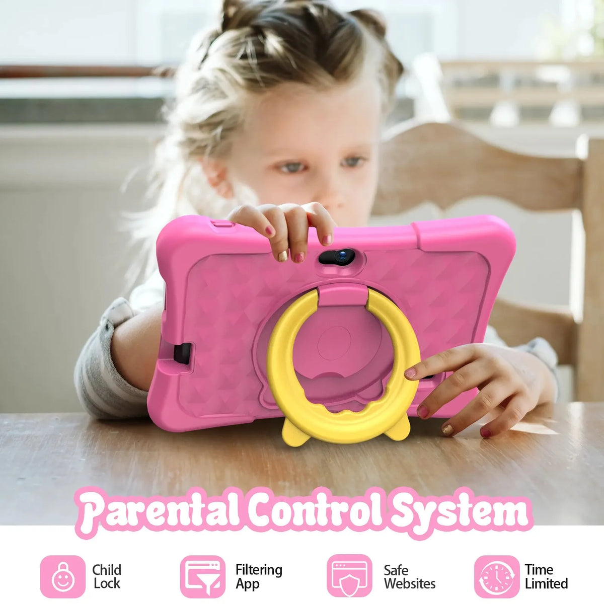 Tableta PRITOM para Niños de 7 Pulgadas, Android 13, 32 GB, WiFi, Bluetooth, Cámara Dual, Software Educativo Instalado, con Funda Protectora