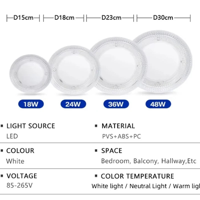 Lámpara de techo de cristal ultrafina moderna, lámpara redonda de techo para el hogar, blanco frío, adecuada para balcón, cocina, dormitorio, AC85-260V de luz