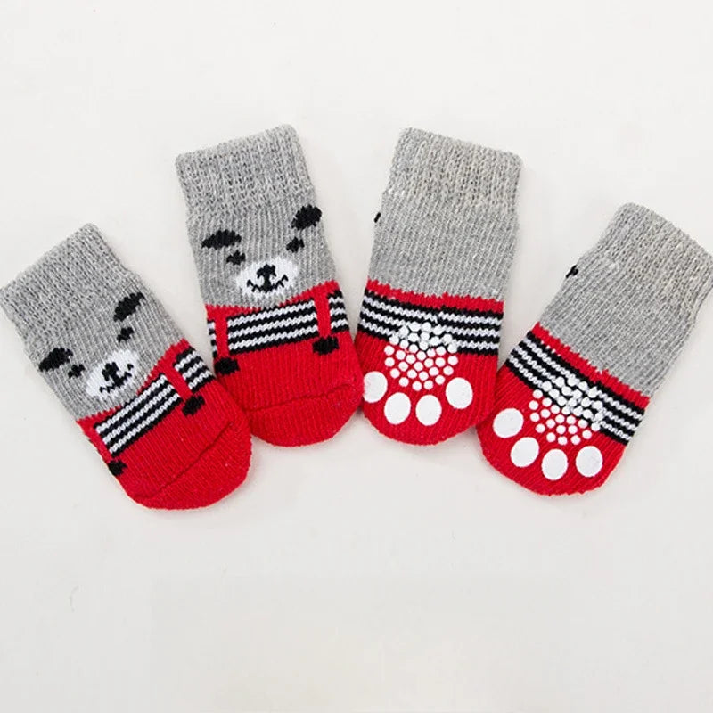 4Pcs/Set Pet Socks Anti Slip Dog Foot Cover Set Teddy Dog Shoes Set 4 Dogs Socks Puppy Socks Dogs Shoes for Small Dogs