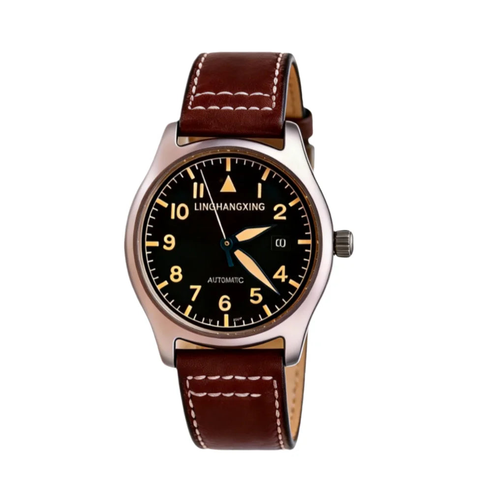 Nuevo Reloj de Moda para Hombre LINGHANGXING 2026, Movimiento de Relojería, Esfera Luminosa, Correa de Cuero Genuino, Estilo Casual de Negocios
