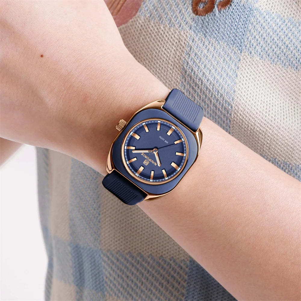 NAVIFORCE, reloj para mujer, marca superior, moda de lujo, reloj de pulsera Original para mujer y niña, pulsera de goma de silicona, reloj informal para mujer 5061
