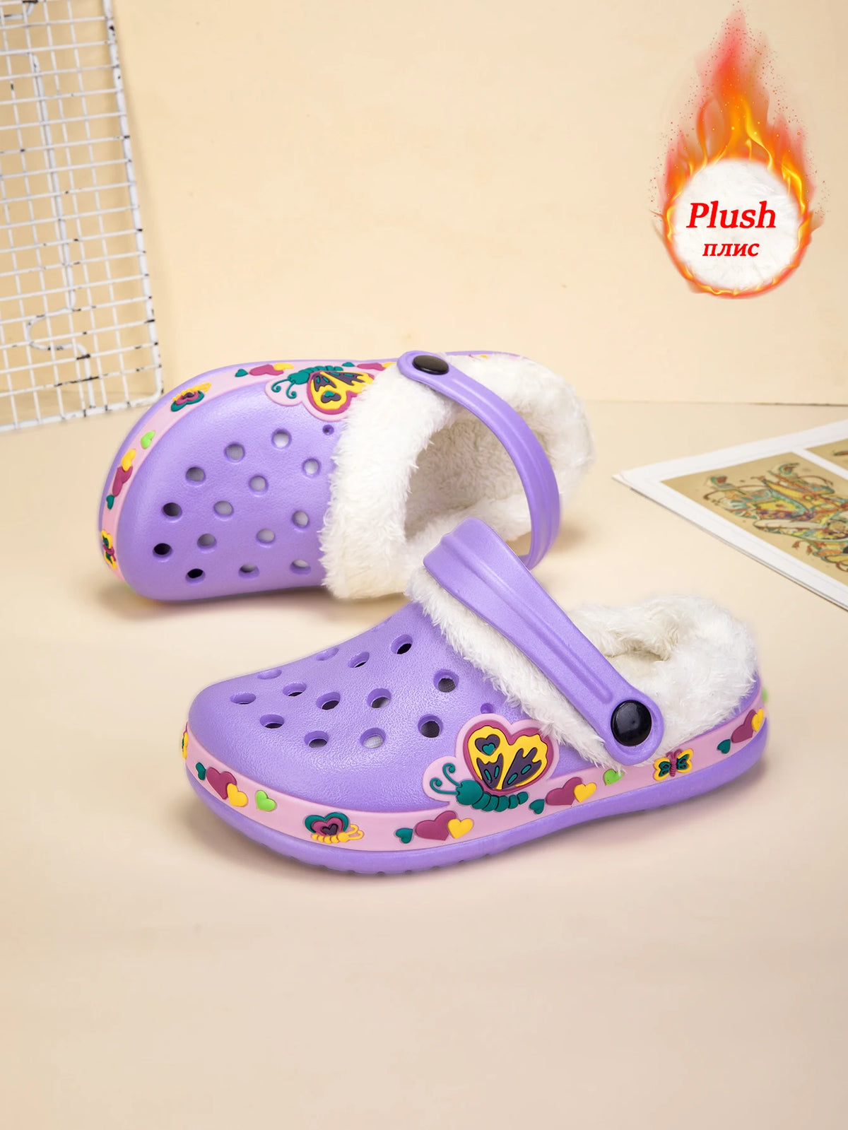 Sandalias de invierno para niños, zapatillas de piel para niños, zapatos para niñas, zuecos antideslizantes, sandalias bonitas de dibujos animados para niñas, zapatos para niños