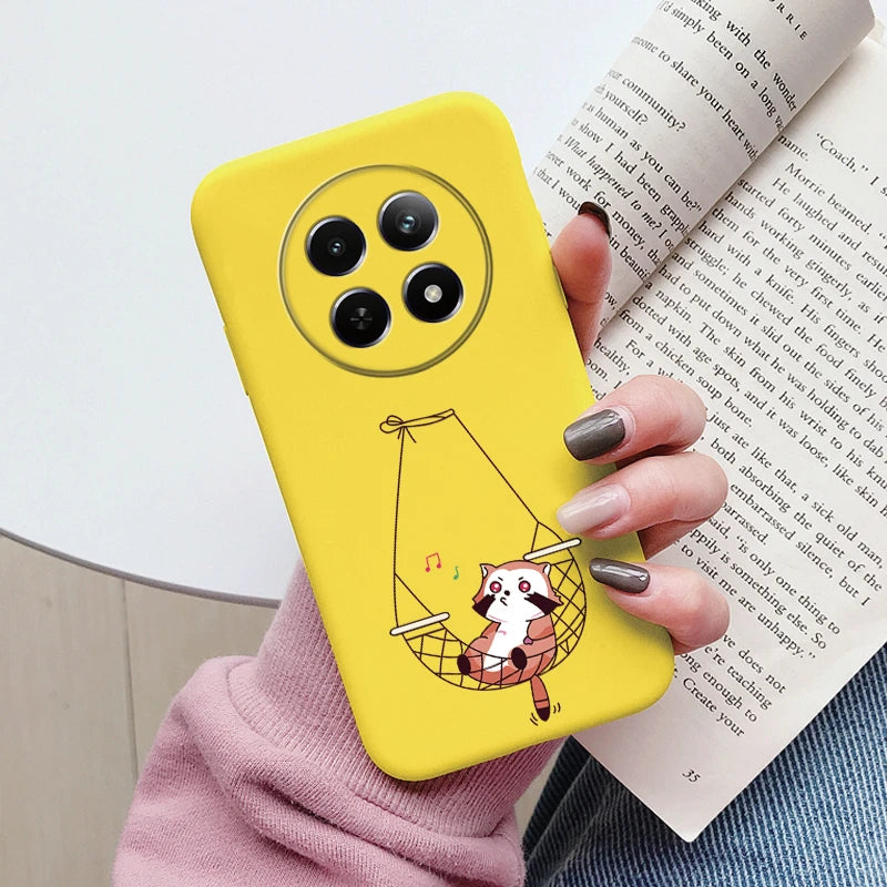 Funda para Realme 12 4G 12 + 13 + Plus 13 Pro + Plus 5G bonita funda trasera con forma de corazón y flor de silicona suave mate Fundas protectoras de dibujos animados
