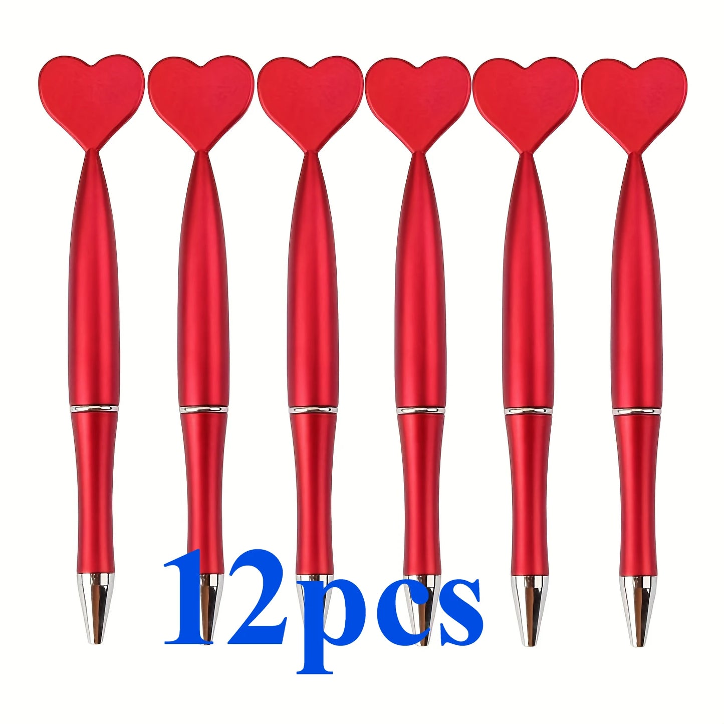 12 Uds. Bolígrafos con forma de corazón para el Día de San Valentín, bolígrafos Rollerball de tinta de Gel negro para suministros escolares de oficina, bolígrafos de regalo para niños