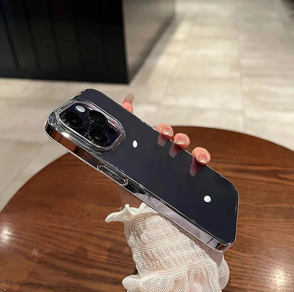 Fundas de parachoques transparentes a prueba de golpes de lujo para iPhone 16 15 14 13 12 11 Pro Max Plus accesorios de cubierta de teléfono acrílico suave transparente