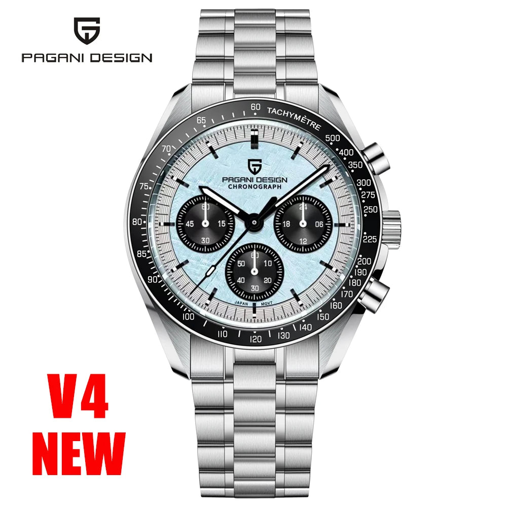 Relojes PAGANI DESIGN Moon para hombre, reloj de cuarzo de lujo dorado, cronógrafo deportivo, zafiro AR, resistente al agua, luminoso, regalo para hombre