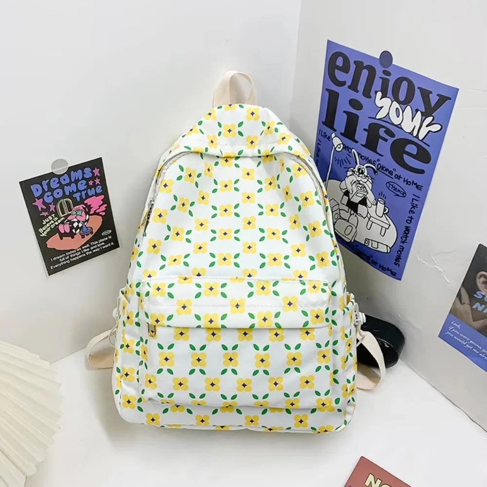 Mochila para estudiantes de moda de alta calidad, bolso escolar Floral de nailon para ocio, bolso de hombro informal estético para viaje