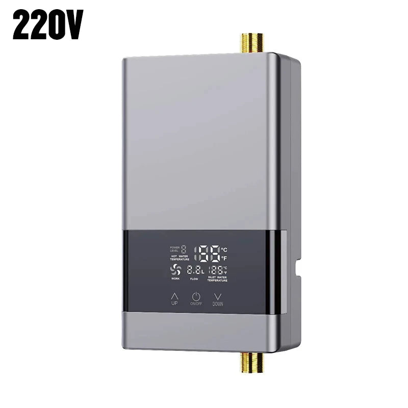 110V/220V Instant Water Heater Bathroom Kitchen Wall Mounted Electric Water Heater Hot Water Shower LCD Temperature Display