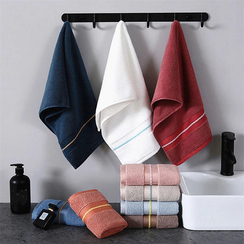 Toalla de algodón puro, toallas absorbentes para adultos, Color sólido, toalla de ducha de mano suave y absorbente para la cara, 34x74cm