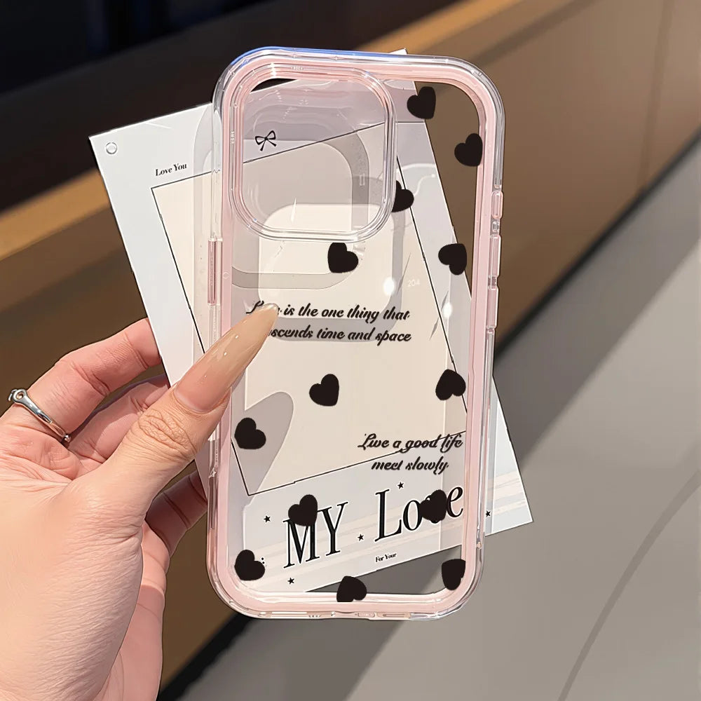 Funda de teléfono Love Heart para iPhone 17 funda iPhone 13 16 15 11 12 14 Pro Max 17 Air silicona 2 en 1 funda transparente suave a prueba de golpes