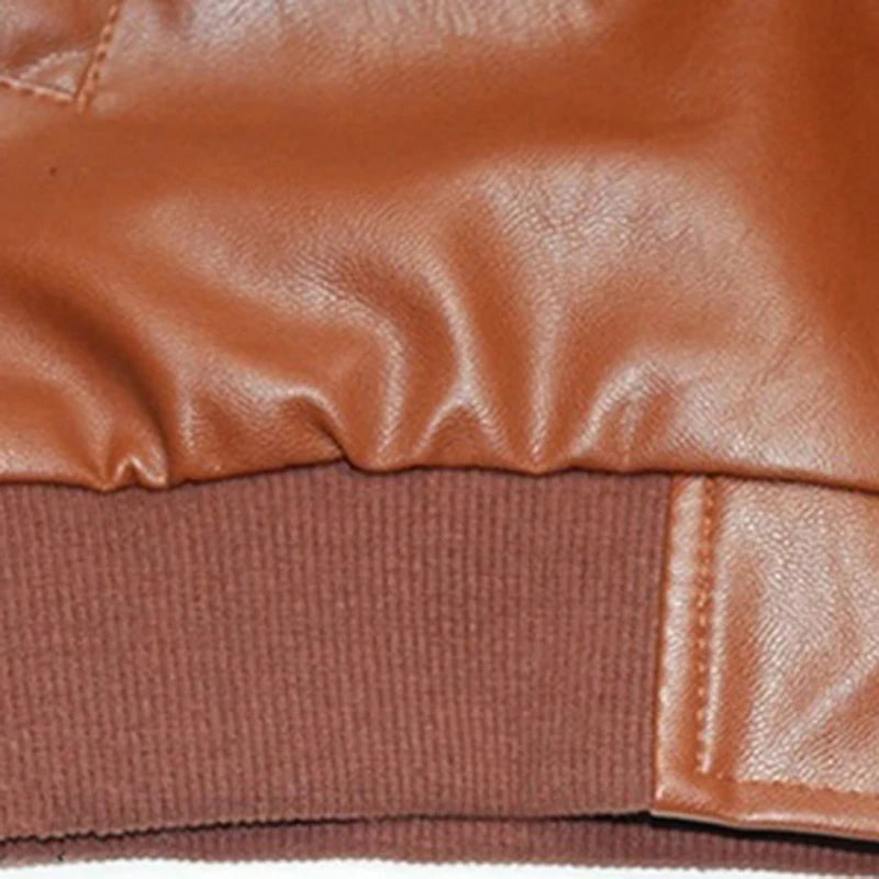 Abrigos para niños, moda de otoño e invierno, chaqueta de cuero PU de algodón cálida de terciopelo para niños coreanos, chaqueta para niños de 3 a 8 años, prendas de vestir exteriores