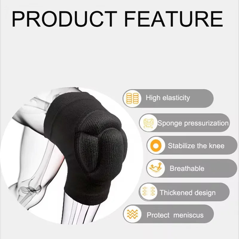 Rodillera deportiva de protección gruesa para hombre y mujer, soporte para gimnasio, equipo de Fitness, Protector de tirantes de baloncesto, almohadillas antideslizantes, 1 par