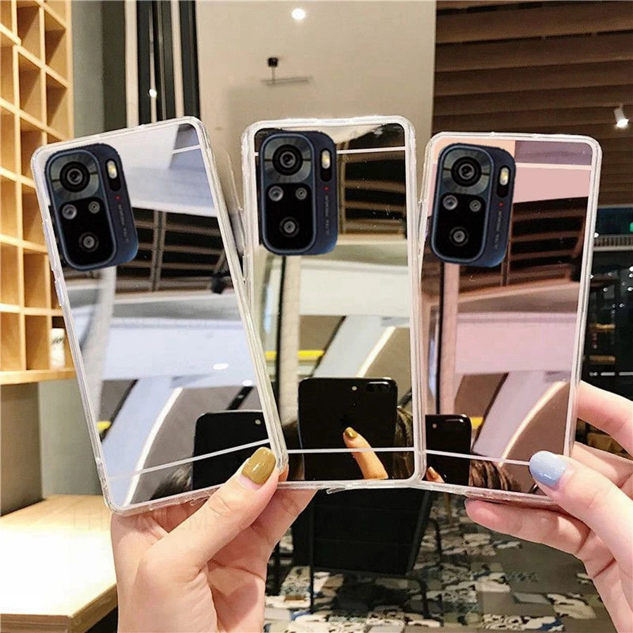 Funda de silicona suave con espejo de maquillaje para Xiaomi Poco M3 X6 Redmi Note 10 11 Pro Plus 5G 10S 11S 10A 10C