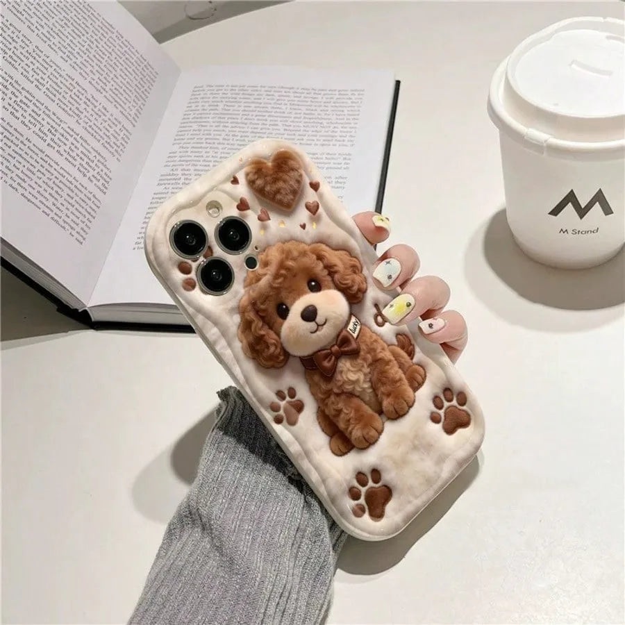 Funda Protectora para Teléfono con Diseño Plano 2D de Perro de Peluche de Dibujos Animados, a Prueba de Golpes, para iPhone 17 16 15 14 13 12 11 Pro Max 16PLUS 16E 17E