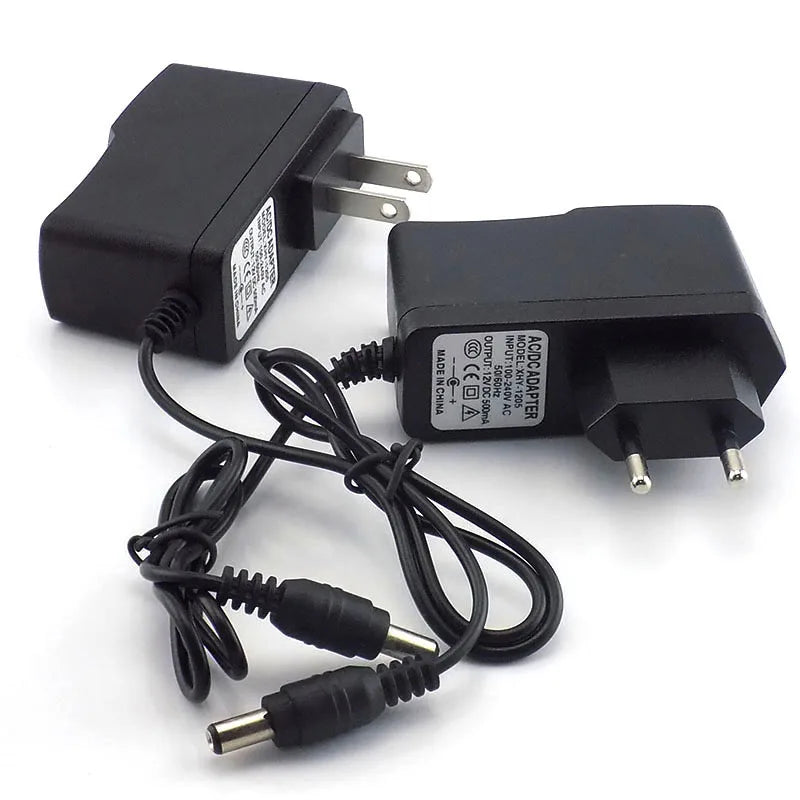 Adaptador de fuente de alimentación de 12V, 1A, 2A, 0.5A, CA, CC, enchufe de EE. UU. Y UE, CC, macho, hembra, 5,5x2,1mm, para tira de luces LED
