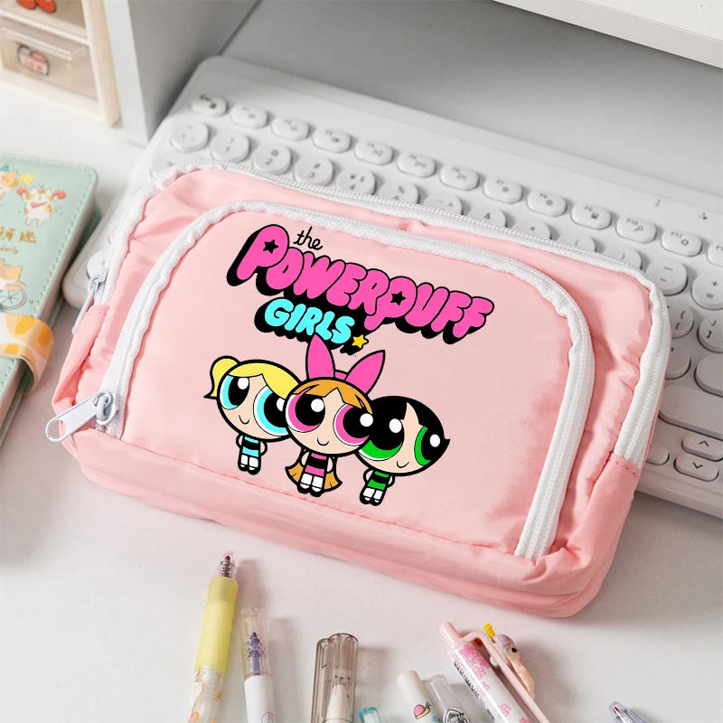 Estuche para lápices de las Chicas Superpoderosas, estuche para lápices con múltiples bolsillos, bolsa para lápices de gran capacidad para estudiantes, bolsa organizadora de papelería, regalo