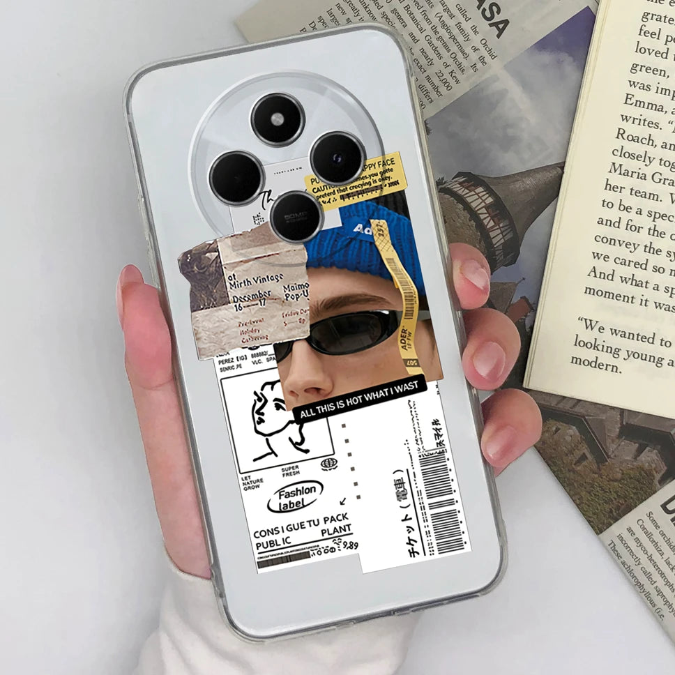 Funda de teléfono para Redmi 14C 4G, cubierta trasera creativa, transparente, suave, delgada, de silicona TPU, a prueba de golpes, protectora para Redmi14C