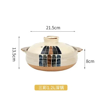Cazuela de cerámica de estilo japonés, olla pequeña negra, cacerola de arcilla, utensilios de cocina para el hogar, suministros de cocina, olla para sopa, 1 Uds.