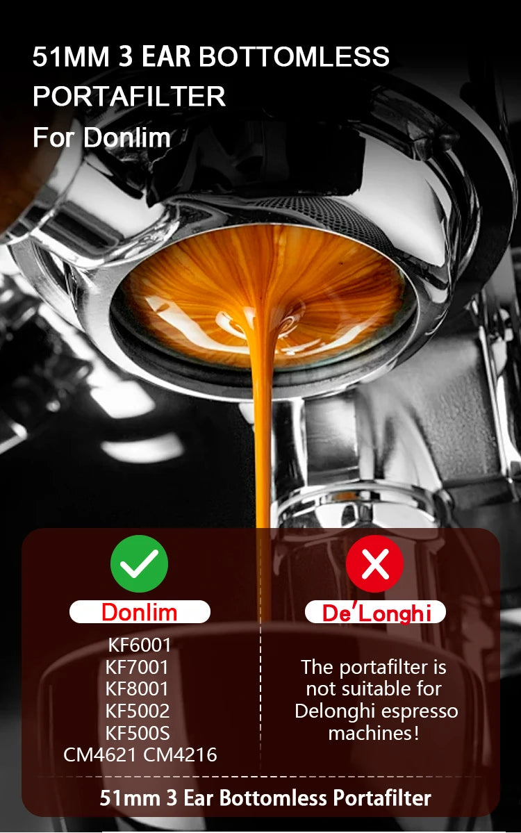 Portafiltro sin fondo para café, 51mm, para Homix H11 Oster Cecotec Hibrew, cesta de filtro de repuesto de 1 y 2 tazas, accesorio para máquina de café expreso