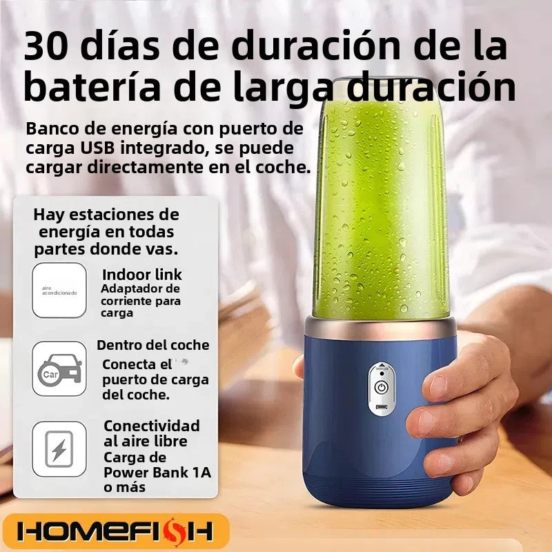 Licuadora Portátil Eléctrica con 6 Cuchillas, Multifuncional, para Jugos, Smoothies, Hielo y Procesamiento de Alimentos