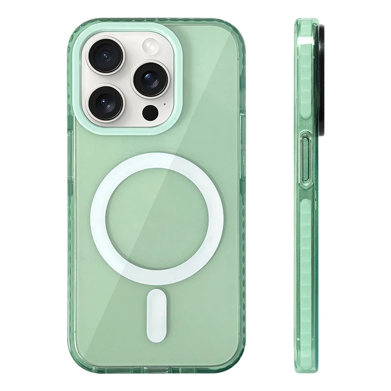 Funda Transparente de Silicona Suave con Carga Inalámbrica MagSafe en Colores Neón para iPhone 17, 17 Pro Max, 15, 16 Pro, 13, 14, 12