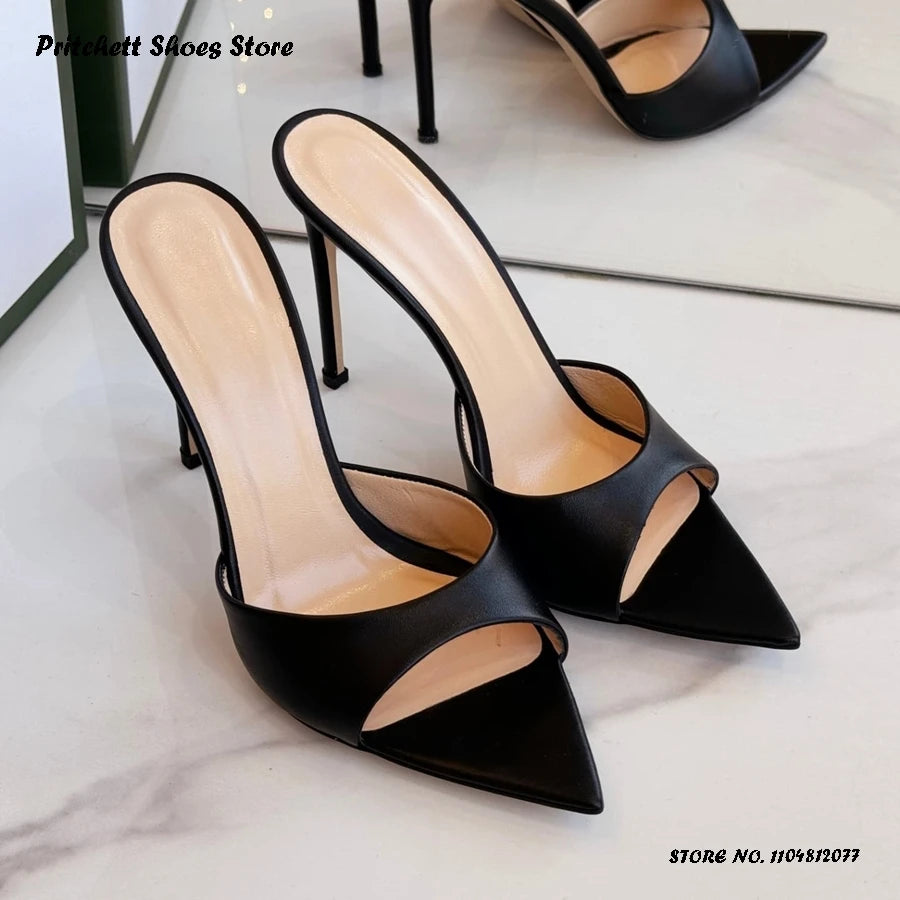 Tacones de aguja sexis de 12cm para mujer, moda de verano para actividades al aire libre, zapatillas modernas con punta abierta y puntiaguda, tacones finos