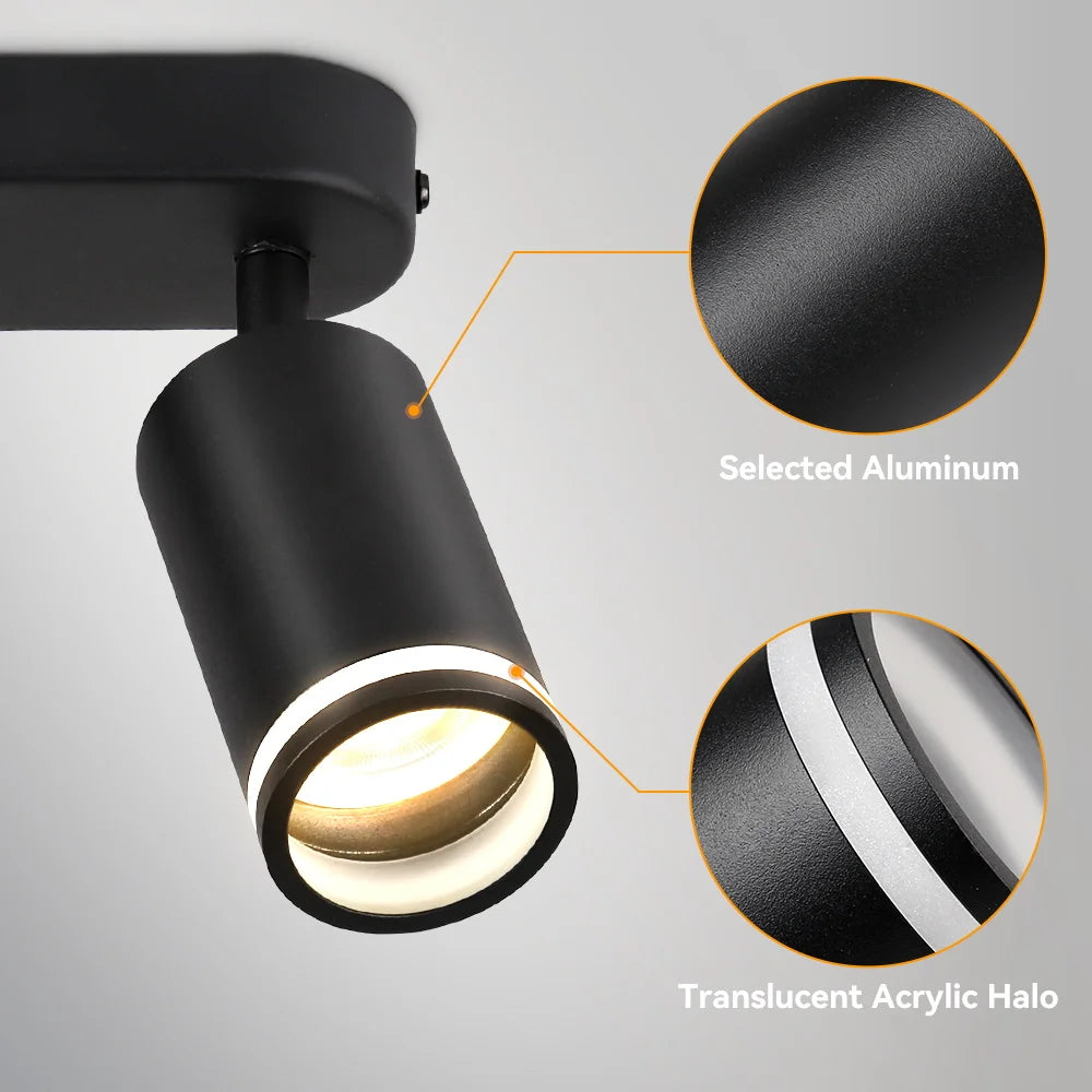 Lámpara de techo, luz de pista LED para dormitorio, pasillo, tienda, lámpara superior, bombilla GU10, iluminación de repuesto, focos LED ajustables