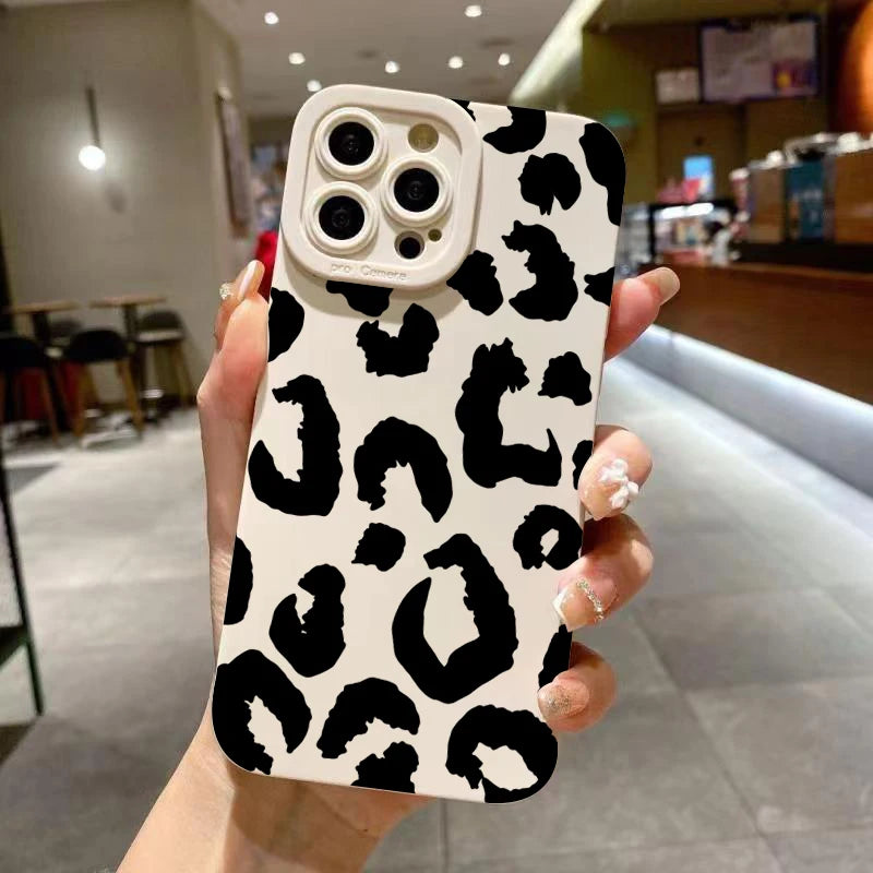 Funda protectora de teléfono con diseño de leopardo para iPhone 16, fundas para iPhone 17 Air 15 14 13 12 11 Pro Max 16E XS XR X 7 8 Plus