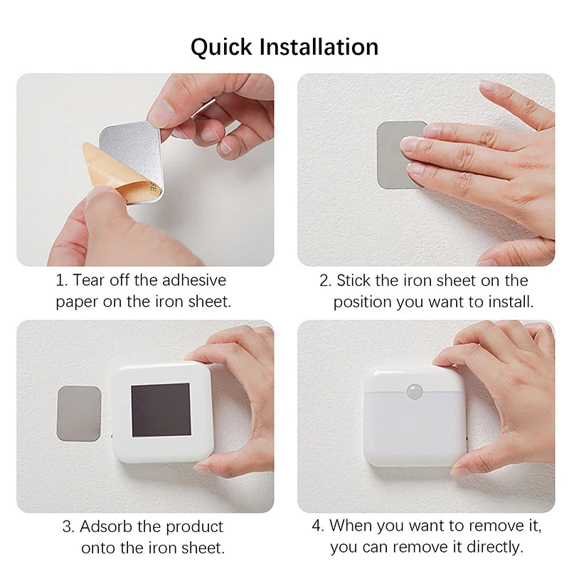 Luz nocturna inalámbrica LED, lámpara de pared recargable con sensor de movimiento humano, para acampar, escaleras de verano, armario, cocina, inodoro