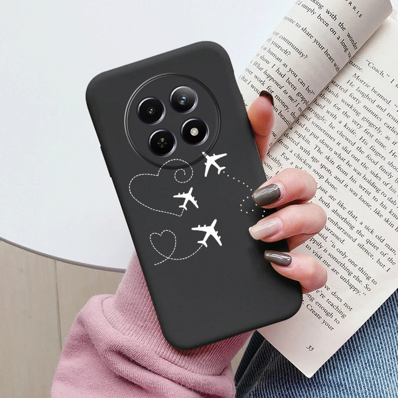 Funda para Realme 12 4G 12 + 13 + Plus 13 Pro + Plus 5G bonita funda trasera con forma de corazón y flor de silicona suave mate Fundas protectoras de dibujos animados