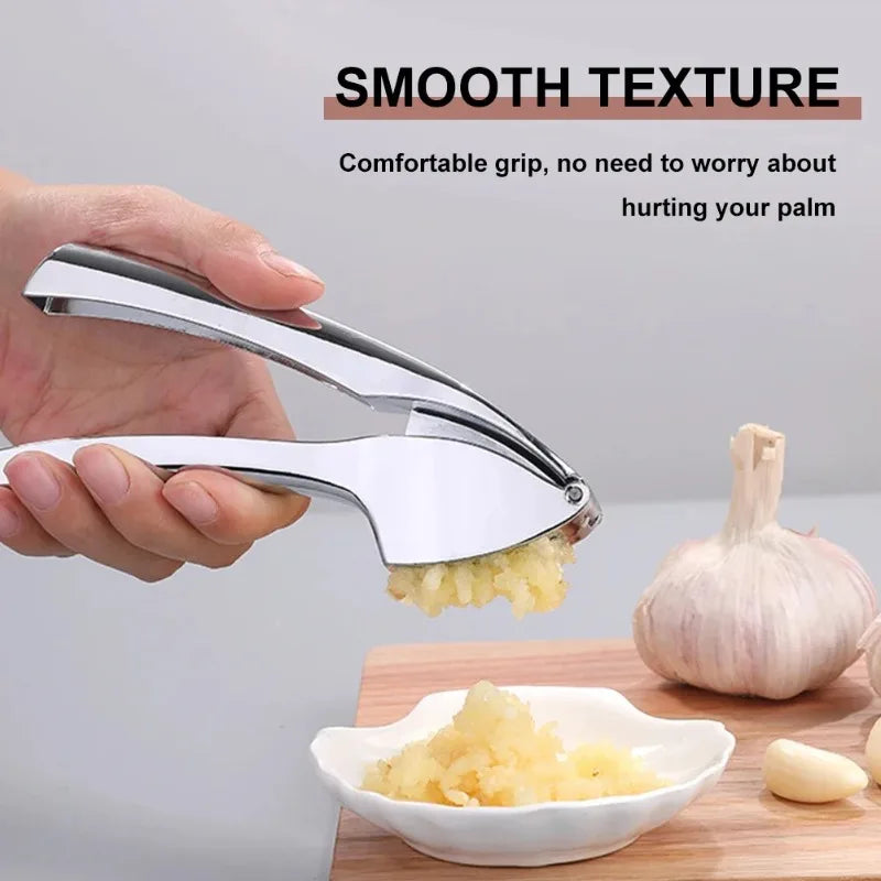 Prensa de ajo de acero inoxidable - Triturador de ajo desmontable, fácil de exprimir y limpiar, herramienta de cocina para ajo fino