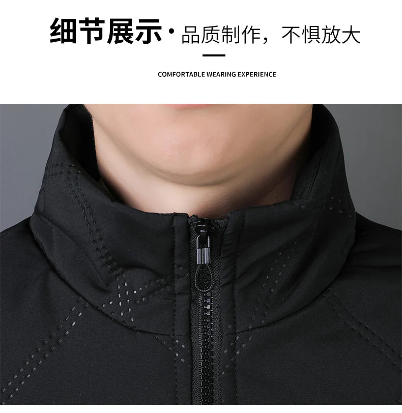 Parkas de terciopelo para hombre de otoño e invierno, Chaqueta de algodón con cuello de béisbol grueso para hombre de negocios, chaqueta informal holgada de gran tamaño para hombre