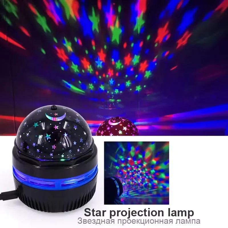 Luci LED notturne a cielo stellato, lampada proiettore USB, sfera magica, luna, stella, luci di Natale, decorazioni per l'ambiente della stanza di casa