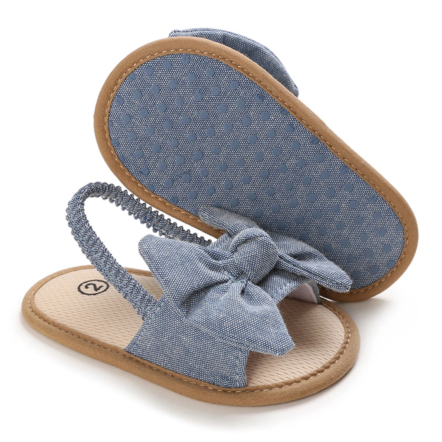 Lindas sandalias de bebé con lazo para niña, zapatos de verano de princesa, suela suave, antideslizantes, punta abierta, zapatos infantiles para caminar, zapatillas de playa
