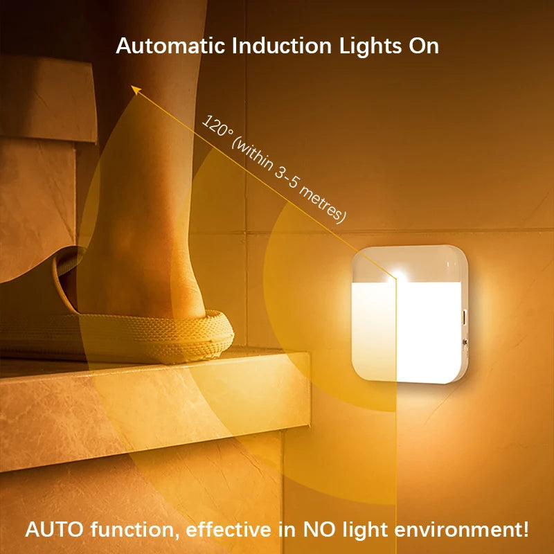 Luz nocturna inalámbrica LED, lámpara de pared recargable con sensor de movimiento humano, para acampar, escaleras de verano, armario, cocina, inodoro