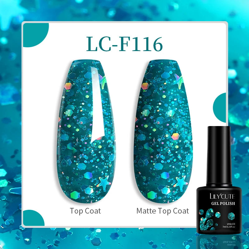 LILYCUTE-esmalte en Gel para uñas, barniz semipermanente para manicura, con LED UV, 129 colores, 7ML