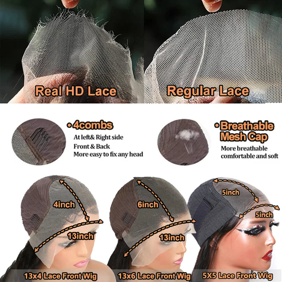 Pelucas de cabello humano Frontal de encaje recto transparente 13x6 Hd brasileño Remy Pre desplumado hueso recto 13x4 peluca con malla Frontal para mujeres