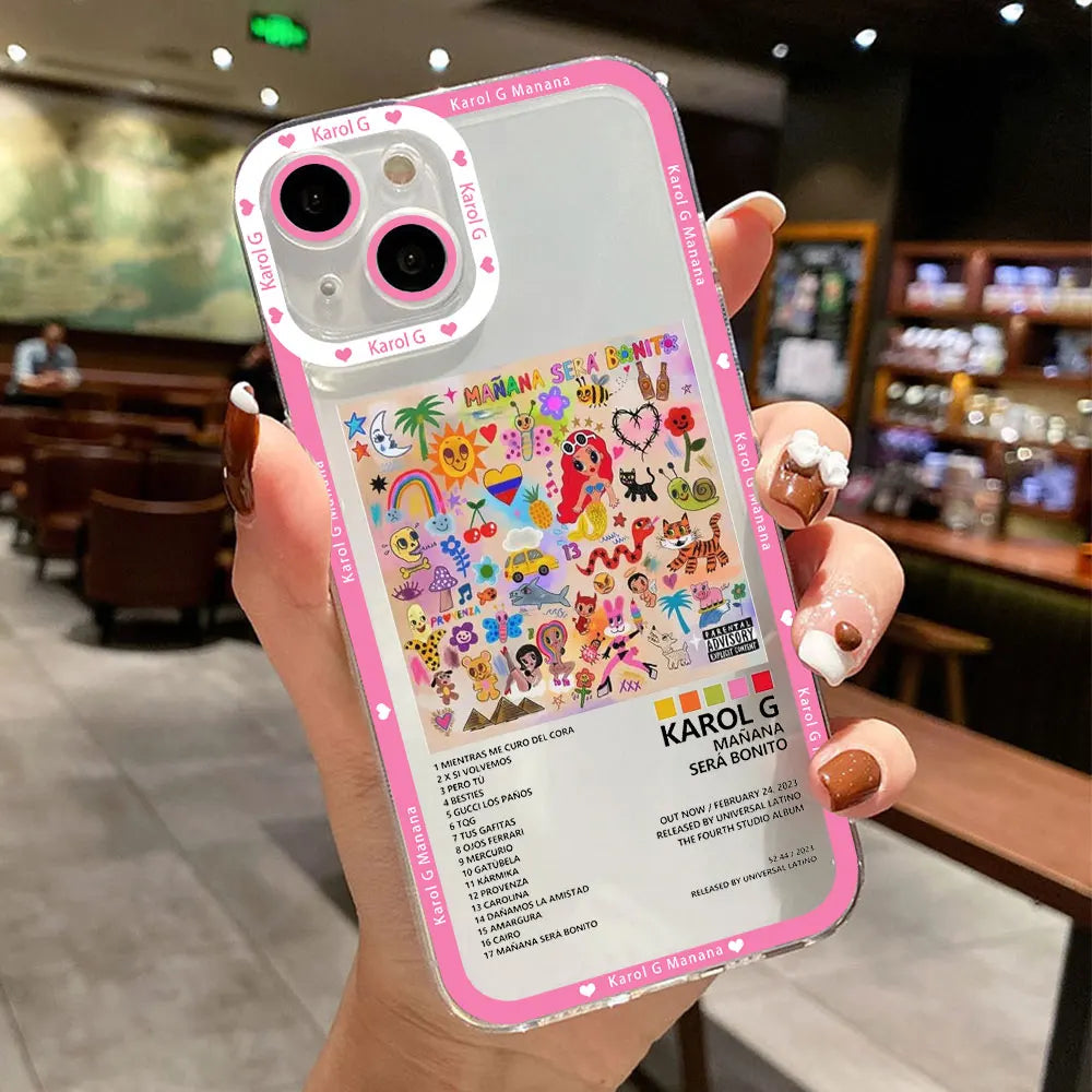 Karol G Manana Sera Bonito funda de teléfono para IPhone 16 15 14 13 12 11 Mini Pro Max X XR XSMax 7 8 Plus cubierta de TPU suave transparente