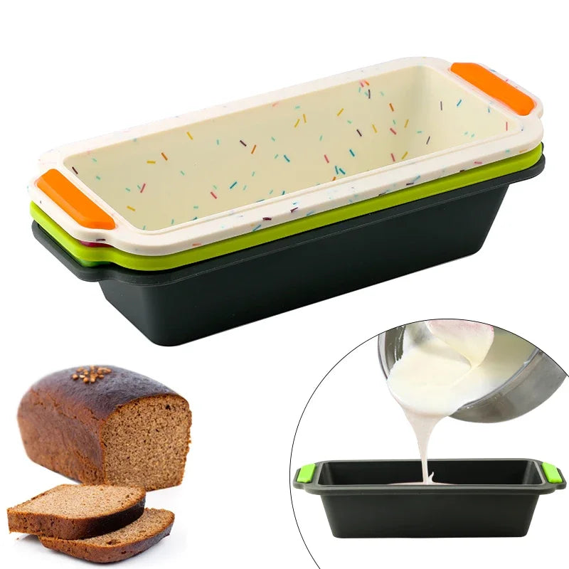 Bandeja rectangular de silicona para hornear, herramientas antiadherentes para molde, pan, tostada, tarta, larga, cuadrada