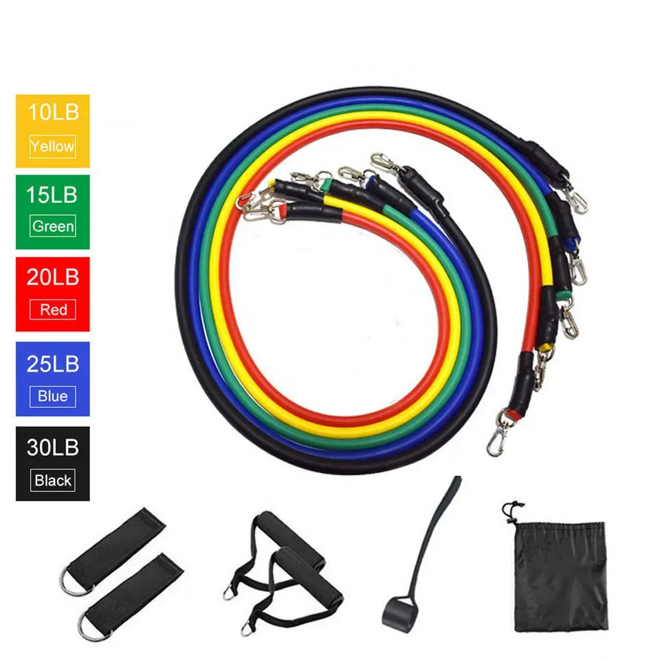 LOOGDEEL 11 unids/set bandas de resistencia Pedal ejercicio entrenamiento corporal entrenamiento mujeres hombres Fitness Yoga tirar cuerda ejercicios tubos de látex
