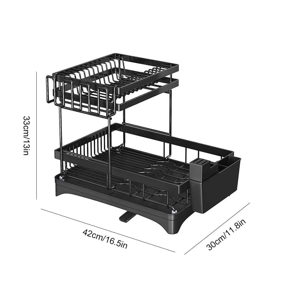 Estante de drenaje de cocina, estante de almacenamiento de cocina multifuncional de 3 niveles, organizador de fregadero de cocina, estante para platos grande sobre el fregadero con cubierta
