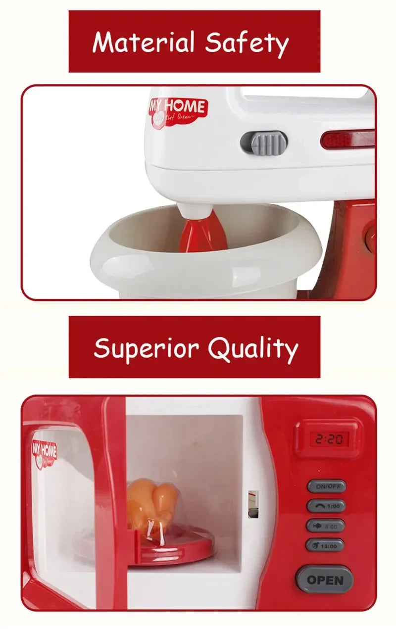 Electrodomésticos de cocina, juguetes, juego de cocina para niños, juego de cocina, accesorios para casa de muñecas, licuadora, cafetera, máquina mezcladora, tostadora